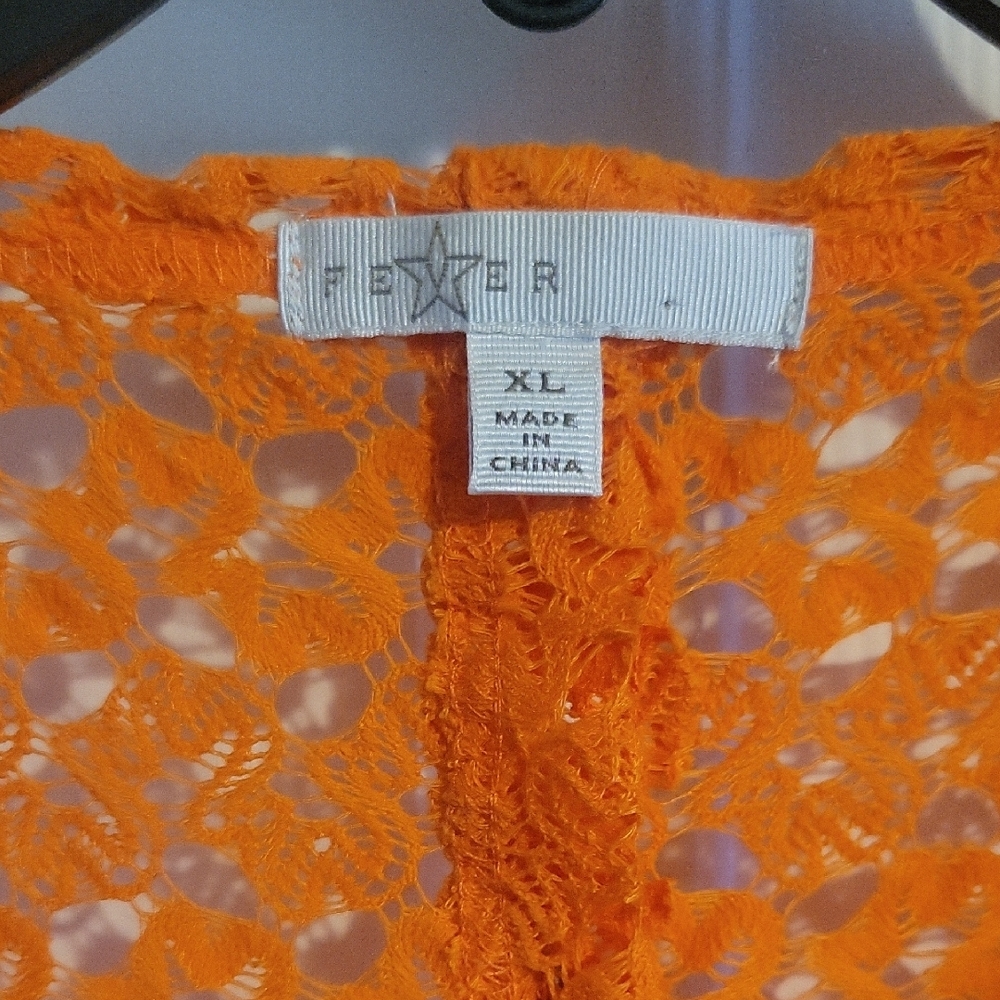 Fever Orange SzXL Crochet Lace Sleeveless Cover - Picture 2 of 5